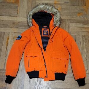 Orange Fur-Trimmed Hooded Jacket